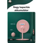 Professzionális LED-es kozmetikai tükör, sminkhez, 3 féle világítás, állítható fényerősséggel, érintő szenzoros, újratölthető akkumulátor, pink