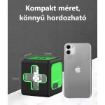 Professzionális lézeres szintező, 2 soros, 515nm-es lézerdióda, Pontosság ±1.5mm/5M, 20M hatótávolság, fekete/zöld
