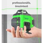Professzionális lézeres szintező, 8 soros, 360°, ±3°, Önbeálló funkció, 515nm-es lézerdióda, Pontosság ±1.5mm/7M, 30M hatótávolság, fekete/kék