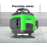 Professzionális lézeres szintező, 8 soros, 360°, ±3°, Önbeálló funkció, 515nm-es lézerdióda, Pontosság ±1.5mm/7M, 30M hatótávolság, fekete/kék