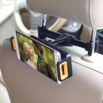 Autós Tablet- és Mobiltartó, fejtámlára rögzíthető, 360°-ban forghatható, fekete