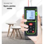 Multifunkciós Lézeres Távolságmérő, 0-60m, LCD képernyő, pontosság +/- 3mm, felület, térfogat, pitagorasz számítás, zöld-fekete