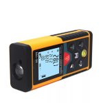 Multifunkciós Lézeres Távolságmérő és Szögmérő, 0-60m, LCD képernyő, pontosság +/- 2mm, felület, térfogat, pitagorasz számítás, narancssárga-fekete
