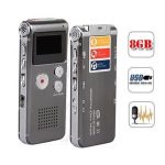 Digitális Diktafon, hangrögzítő, mp3/wma lejátszó, zajcsökkentés, 8 GB, fekete-ezüstszín