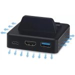 Videó Konvertáló Állomás/Töltő, TNS-1828 Nintendo Switch dokkoló, HDMI/USB-C/USB kimenetek, fekete