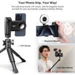 Ulanzi® Telefon Stabilizátor, MagSafe funcióval, Bluetooth távirányítós, vakupapucs csatlakozó + 1/4" tripod csavarmenet, fekete