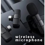 Csiptetős Dual Vezeték Nélküli Mikrofon, Okostelefonhoz, Omnidirekcionális, Wireless, USB-C/Lightning csatlakozó, fekete