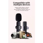 Csiptetős Dual Vezeték Nélküli Mikrofon, Okostelefonhoz, Omnidirekcionális, Wireless, USB-C/Lightning csatlakozó, fekete