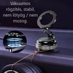 Univerzális autós telefontartó, MagSafe kompatibilis, vákuumos tapadókoronggal, műszerfalra, 360°-ban forgatható, szürke
