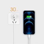 Univerzális GaN hálózati töltő adapter, 50w gyorstöltés, 2 port, QC 3.0/PD/USB, túlterhelés elleni védelem, fehér