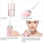 Vezeték nélküli Szájzuhany, 220ml tartály, 1000mAh akkumulátor, 3 fokozat, pink