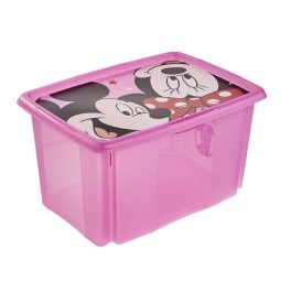 Tároló doboz tetővel 45L Minnie Mouse pink áttetsző