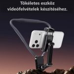 Flexibilis nyakba akasztható telefontartó, élő közvetítéshez vagy vloghoz, iPhone és Android egyaránt alkalmas, szürke