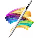Univerzális Érintő Ceruza, Android/iPhone kompatibilis, telefon/tablet, tölthető, LCD akku szint kijelző, kapacitív hegy, fehér