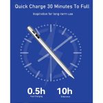 Univerzális Érintő Ceruza, Android/iPhone kompatibilis, telefon/tablet, tölthető, LCD akku szint kijelző, kapacitív hegy, fehér