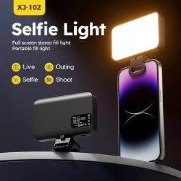   BOOYIIN® Hordozható LED szelfi világítás, mobiltelefon/laptophoz, 360°-ban forgatható, fényképezéshez/videókhoz/sminkhez, állítható fényerő és színhőmérséklet, fekete,fehér