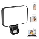 BOOYIIN® Hordozható LED szelfi világítás, mobiltelefon/laptophoz, 360°-ban forgatható, fényképezéshez/videókhoz/sminkhez, állítható fényerő és színhőmérséklet, fekete,fehér