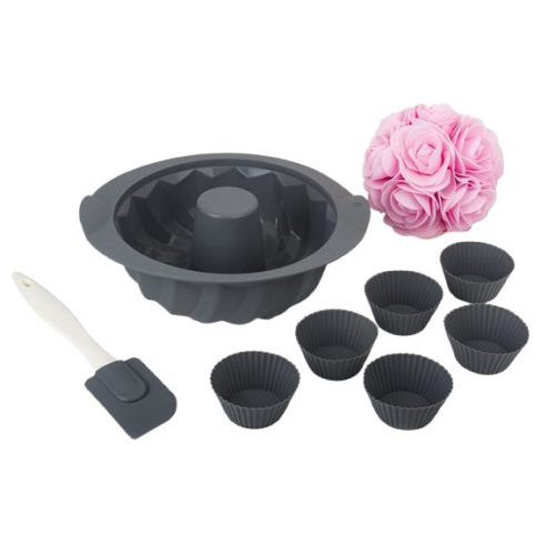 Szilikon szett kuglóf-muffin forma spatulával