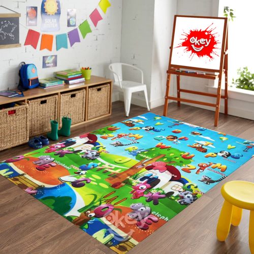 Kétoldalas Játszószőnyeg 150x120 cm (mini farm és strand minta)