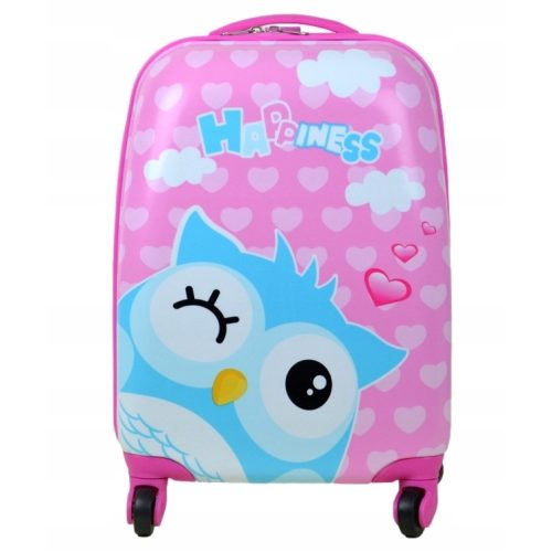 Gyermek Bőrönd pink bagoly mintás